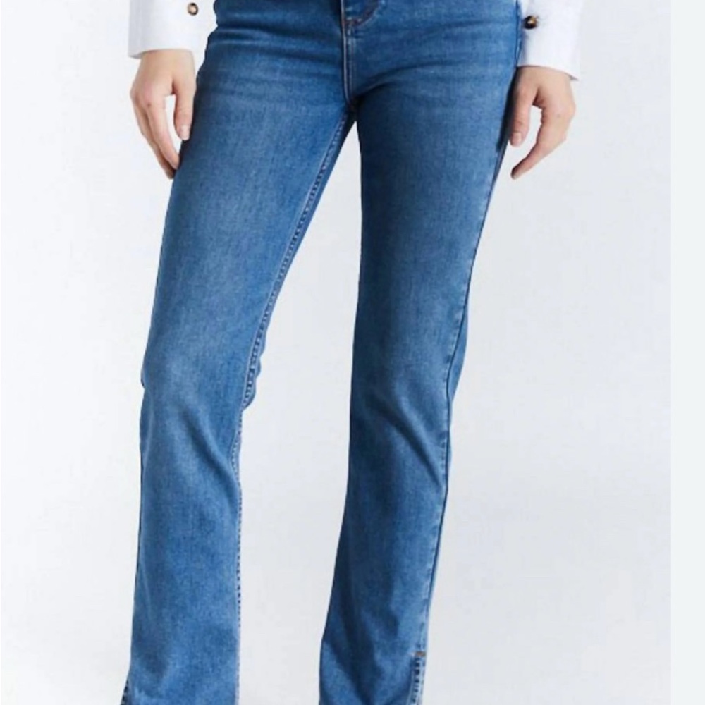 OAT New York High Rise Straight Crop Jeans Women’s Size 27 Medium Wash Denim